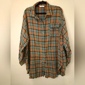 Talulah womens Stone Cliff Plaid Shirt sz Large.